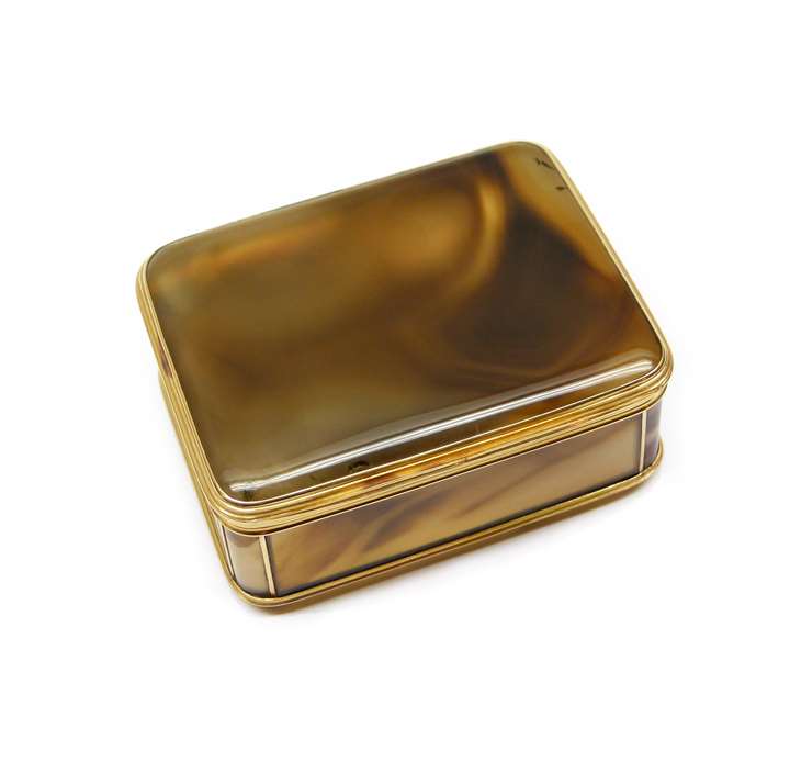 Louis XV rectangular gold mounted banded agate box